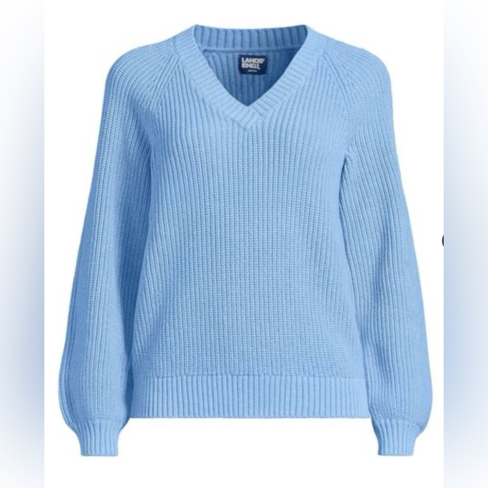 Lands' End Women's Drifter Balloon Sleeve Sweater Medium Light Regatta Blue